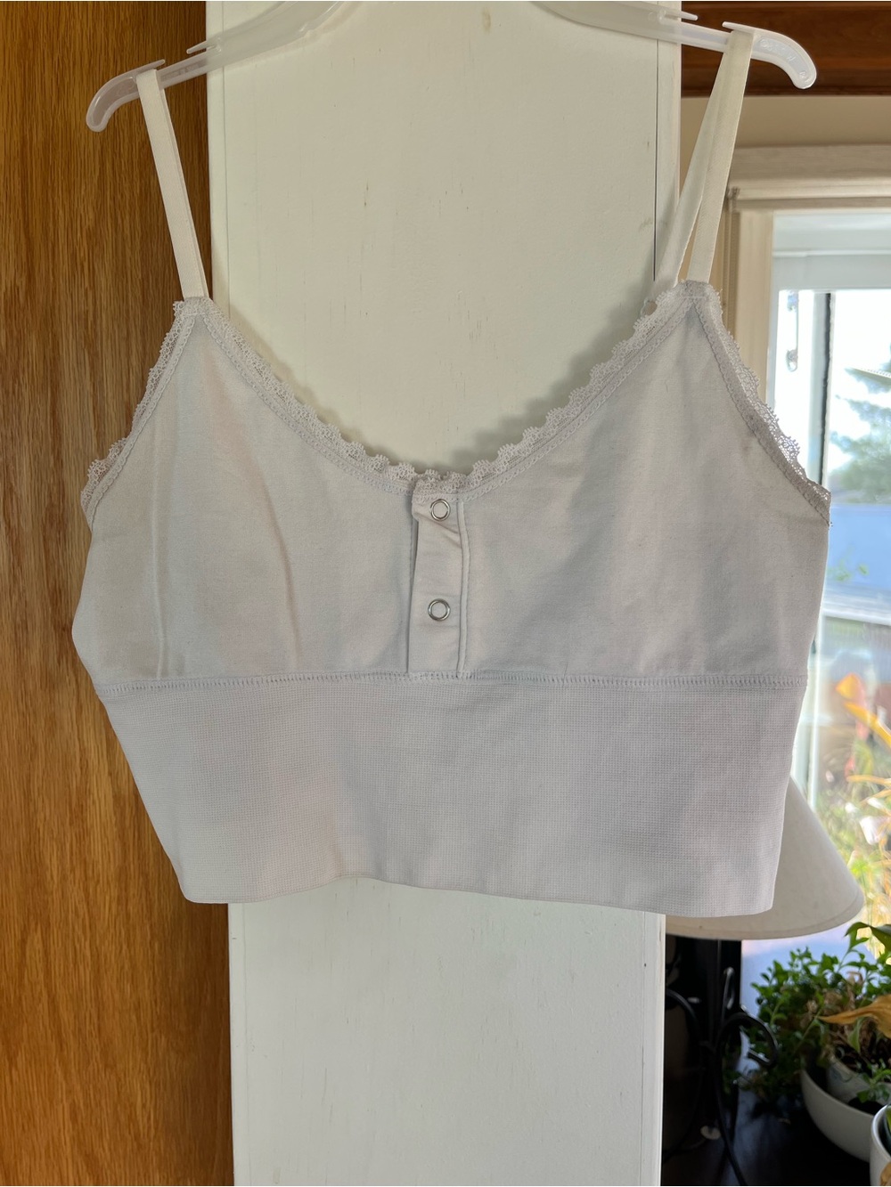 White Lace-Trim Ribbed Tank Top - Unbranded